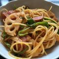 Rick_t's cooksnap of when they made れんこんとソーセージのパスタ.