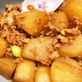 奈々1258's cooksnap of when they made なんちゃって…♡そぼろ大根煮/大豆そぼろ.