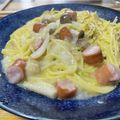 クックJKQSBP☆'s cooksnap of when they made トロロ長芋カルボナーラ風パスタ.