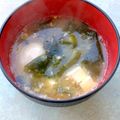 Moggieneko's cooksnap of when they made ✤お豆腐とワカメのかきたま汁(味噌汁)✤.