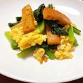 小米3HRW7☆'s cooksnap of when they made スパム小松菜卵の炒め物【マヨカレー味】.