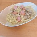 Noa1112's cooksnap of when they made キノコとウインナーのバター醤油パスタ＊.