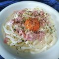 chiibubu's cooksnap of when they made 洋風の釜玉！？カルボナーラ風うどん.