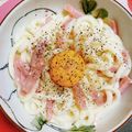 きよダルマ's cooksnap of when they made 洋風の釜玉！？カルボナーラ風うどん.