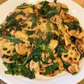 てきもき's cooksnap of when they made 豚バラ肉と蓮根と青ニラのにんにく醤油炒め.