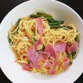 ajyurin's cooksnap of when they made アスパラとベーコンのペペロンチーノ.
