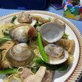まもくるりん's cooksnap of when they made ハマグリと菜の花のペペロンチーノ風パスタ.