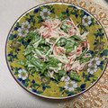 ながぴー♧'s cooksnap of when they made 絹さやとカニカマのワサマヨ和え.