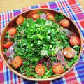 SAKENOATE's cooksnap of when they made 熱々ごま油香る！春菊とカツオたたきサラダ.