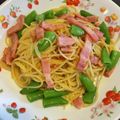 タクミ221's cooksnap of when they made スナップエンドウとベーコンのパスタ♪.