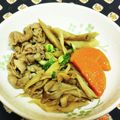龍青空ママ's cooksnap of when they made 舞茸・新ごぼう・牛肉・人参の煮物.