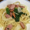 ま−。's cooksnap of when they made 簡単ほうれん草とウインナーのパスタ.