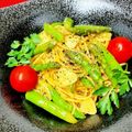 serafin's cooksnap of when they made アスパラのガーリックバター醤油パスタ.