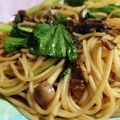 まめ＆Peas's cooksnap of when they made イワシ缶で簡単！小松菜の和風スパゲティ.