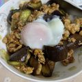 ななもちちゃん's cooksnap of when they made 鶏ひき肉となすの甘辛☆温たま丼.