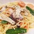 ｙｗ＆mama's cooksnap of when they made 生クリーム不要！海老と茸のクリームパスタ.