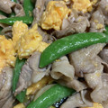 陽炎☆'s cooksnap of when they made スナップエンドウと卵のオイマヨ豚肉炒め.