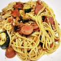 mummypig's cooksnap of when they made 茄子とトマトとソーセージのスパゲティ.
