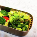 龍青空ママ's cooksnap of when they made [お弁当に♪枝豆ピーマンのささっと炒め].
