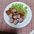 クックJVTFIL☆'s cooksnap of when they made 魚肉ソーセージ☆クルクル☆豚薄切り肉巻き.