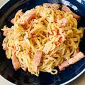 ♡マッキークッキング's cooksnap of when they made 即席みそ汁・ペペロンチーノのカルボナーラ.