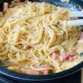 ♡マッキークッキング's cooksnap of when they made 即席みそ汁・ペペロンチーノのカルボナーラ.