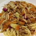 クロッワッサン's cooksnap of when they made 茅乃舎野菜だし★即席パスタ　納豆と柴漬け.