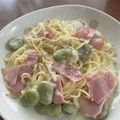 ちぃろる♪'s cooksnap of when they made ☆そら豆とベーコンのクリームパスタ☆.