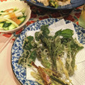 ⁂山暮らしわんこ⁂'s cooksnap of when they made うどの葉と皮の天ぷら☆香り爽やか〜♪.