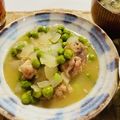 asamio830's cooksnap of when they made グリンピースと新玉ねぎで鶏肉のさっぱり煮.