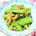 たまさぶろうの部屋's cooksnap of when they made スナップエンドウのごま和え.