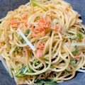 ポムポムポヨコ's cooksnap of when they made 水菜と鮭フレークのお手軽パスタ.