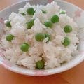 ☆３匹の子ぶた☆'s cooksnap of when they made 豆のゆで汁で作るえんどう豆ご飯(3合分).