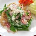ともこキッチン's cooksnap of when they made 絹さやとベーコンのクリームパスタ.
