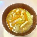 azbjbn's cooksnap of when they made キャベツ 人参 油揚げの味噌汁^^.