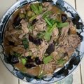 Kitchenえもん's cooksnap of when they made 豚肉・ナス・小松菜味噌炒めでご飯もりもり.