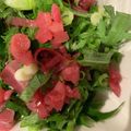 くまごり's cooksnap of when they made 熱々ごま油香る！春菊とカツオたたきサラダ.