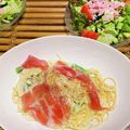 chamama115's cooksnap of when they made 生ハムとアスパラのクリームパスタ.
