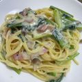 コロどろっぷ's cooksnap of when they made 小松菜＊しめじ＊ベーコンの豆乳パスタ.