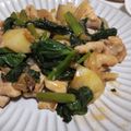 fu♪♪'s cooksnap of when they made 鶏肉とほうれん草のガーリック炒め.