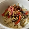 くじら食堂's cooksnap of when they made 茄子とベーコンのぶっかけうどん.