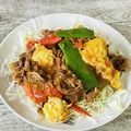 さくらん餅's cooksnap of when they made インゲン牛肉トマトのとろっと卵あんかけ.