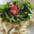 yamahyu's cooksnap of when they made さっぱり!梅とワカメと大葉のざるうどん♥.