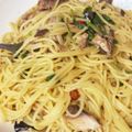 クックIK4DS8☆'s cooksnap of when they made サバ缶☆水菜の和風パスタ.