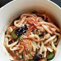 ごじひめ's cooksnap of when they made 5分！レンジでスタミナキムチナスうどん.