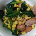 クック8SSYN0☆'s cooksnap of when they made ほうれん草とコーン＆ソーセージの炒めもの.