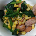 クック8SSYN0☆'s cooksnap of when they made ほうれん草とコーン＆ソーセージの炒めもの.