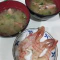 こよんた's cooksnap of when they made 牡丹海老のお刺身とお味噌汁.