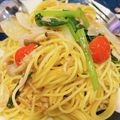 mmmugi's cooksnap of when they made トマトも入ったツナとコマツナのパスタ.