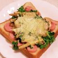私市ビッキーズ津門巳's cooksnap of when they made 魚肉ソ揚げゴボウ貝割れ大根チーズトースト.